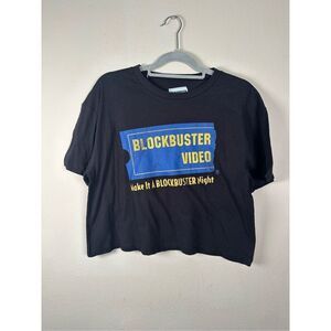 Blockbuster Video Graphic Tee Crop Top Black sz Large